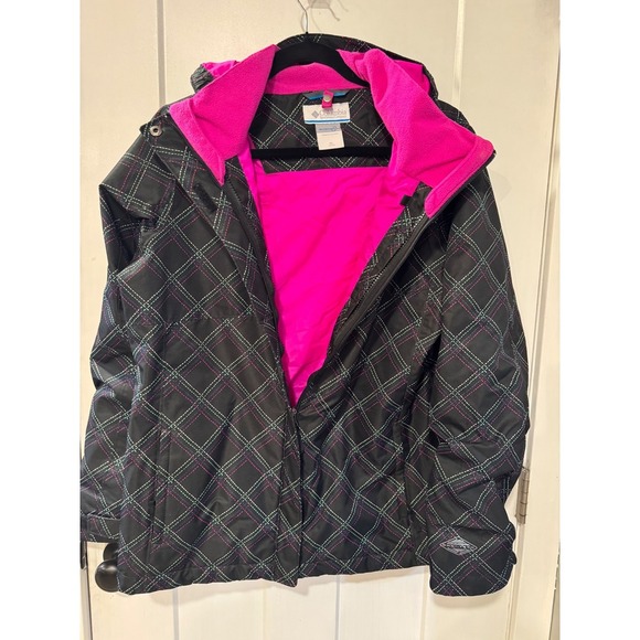 Columbia Girls Interchange Jacket Omni Tech SHELL ONLY Pink Plaid Size XL 18/20 - Picture 6 of 15